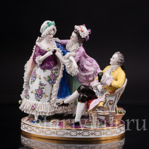 Композиция из фарфора "Рассвет", кружевная, Volkstedt, Германия, до 1935 г.