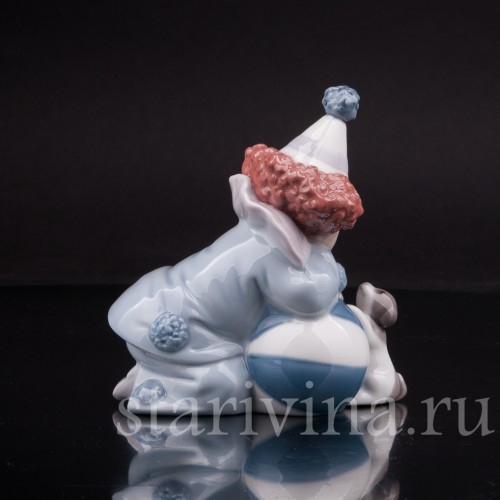 Фигурка из фарфора Клоун со щенком, Lladro, Испания, 1985 год.