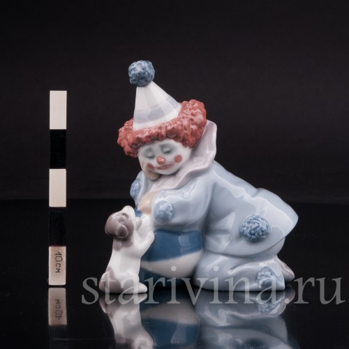 Фигурка из фарфора Клоун со щенком, Lladro, Испания, 1985 год.