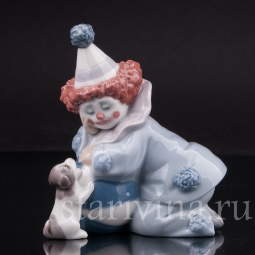 Фигурка из фарфора Клоун со щенком, Lladro, Испания, 1985 год.