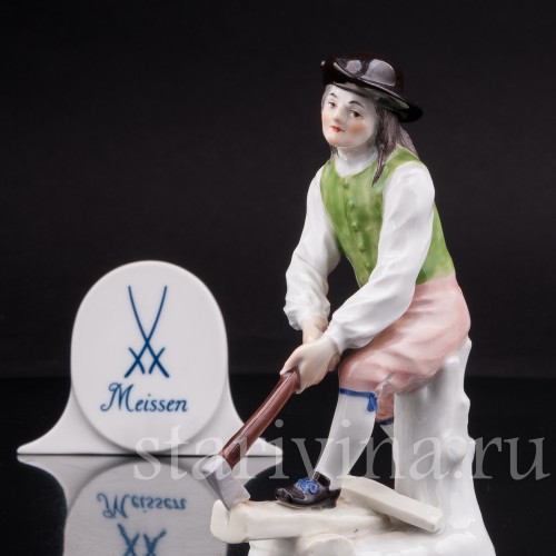 Фарфоровая статуэтка работника Дровокол Meissen, Германия, кон. 19 - нач. 20 вв.