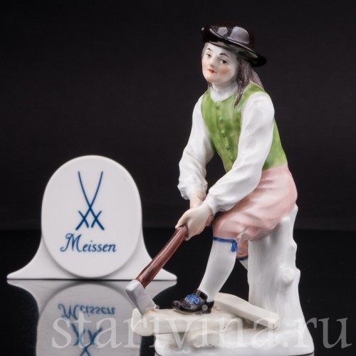 Фарфоровая статуэтка работника Дровокол Meissen, Германия, кон. 19 - нач. 20 вв.