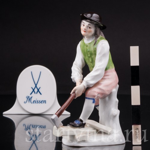 Фарфоровая статуэтка работника Дровокол Meissen, Германия, кон. 19 - нач. 20 вв.