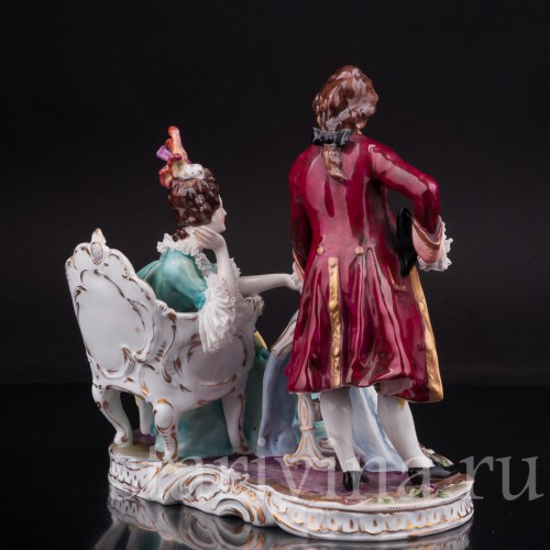 Композиция из фарфора За вышивкой, кружевная, Volkstedt, Германия, до 1935 г.