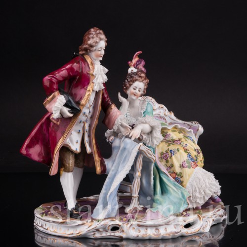 Композиция из фарфора За вышивкой, кружевная, Volkstedt, Германия, до 1935 г.