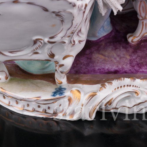 Композиция из фарфора За вышивкой, кружевная, Volkstedt, Германия, до 1935 г.