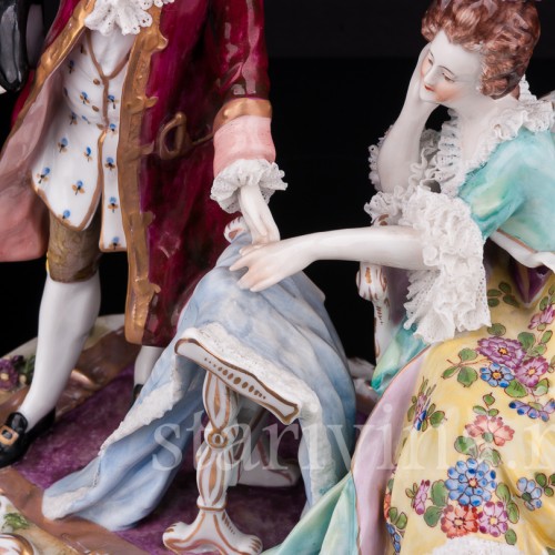 Композиция из фарфора За вышивкой, кружевная, Volkstedt, Германия, до 1935 г.