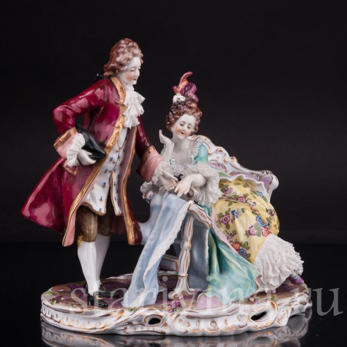 Композиция из фарфора За вышивкой, кружевная, Volkstedt, Германия, до 1935 г.