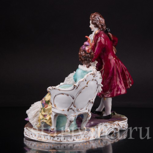 Композиция из фарфора За вышивкой, кружевная, Volkstedt, Германия, до 1935 г.