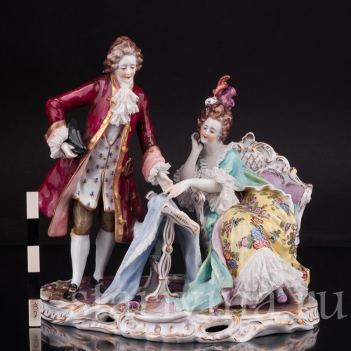 Композиция из фарфора За вышивкой, кружевная, Volkstedt, Германия, до 1935 г.