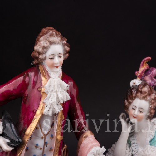 Композиция из фарфора За вышивкой, кружевная, Volkstedt, Германия, до 1935 г.