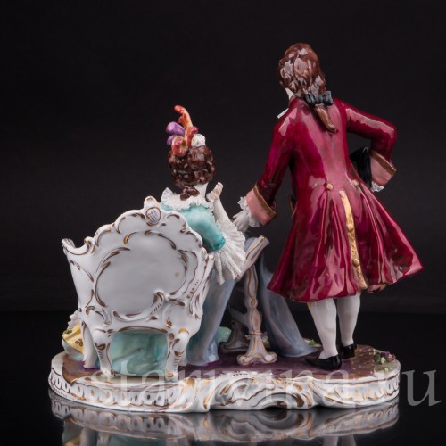 Композиция из фарфора За вышивкой, кружевная, Volkstedt, Германия, до 1935 г.