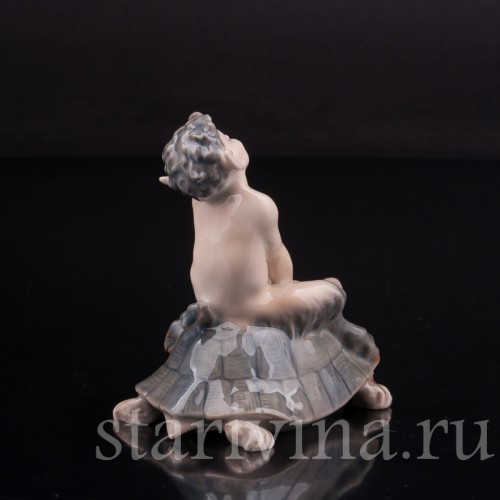 Фарфоровая статуэтка Фавн на черепахе, Royal Copenhagen, Дания, 1962 год.