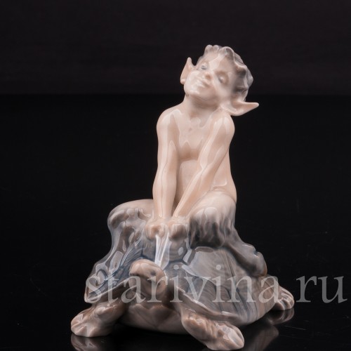 Фарфоровая статуэтка Фавн на черепахе, Royal Copenhagen, Дания, 1962 год.