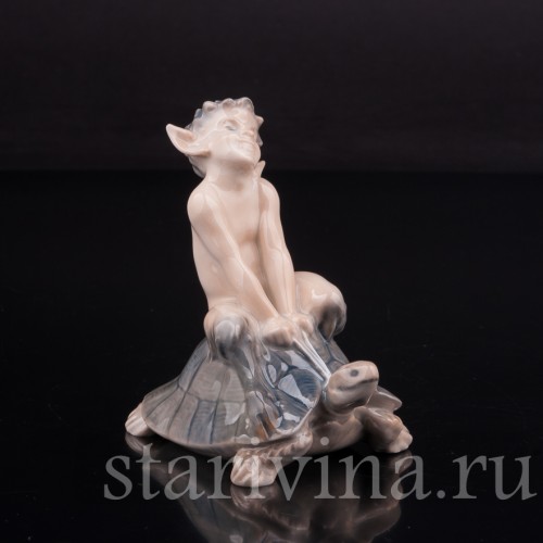 Фарфоровая статуэтка Фавн на черепахе, Royal Copenhagen, Дания, 1962 год.