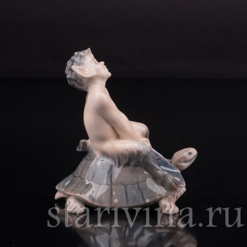 Фарфоровая статуэтка Фавн на черепахе, Royal Copenhagen, Дания, 1962 год.