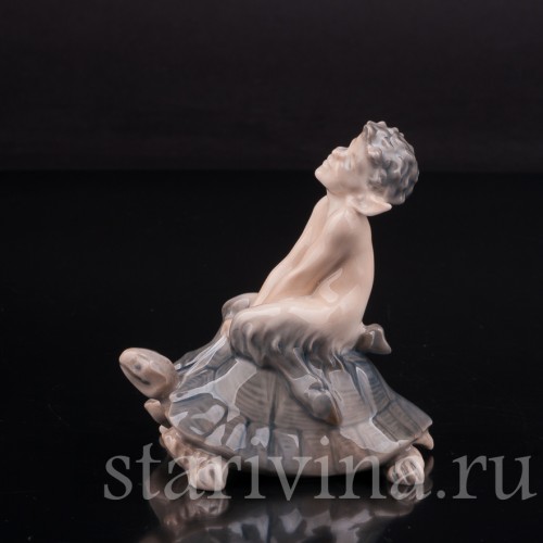 Фарфоровая статуэтка Фавн на черепахе, Royal Copenhagen, Дания, 1962 год.