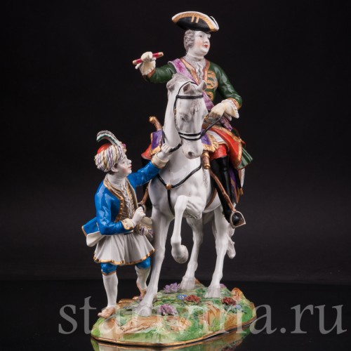 Фарфоровая статуэтка Императрица Елизавета Петровна на коне с арапчонком, Германия, кон. 19 - нач. 20 в.