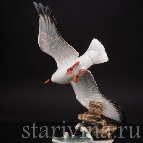 Фарфоровая статуэтка птицы Летящая чайка, Hutschenreuther, Германия, 1970 гг.