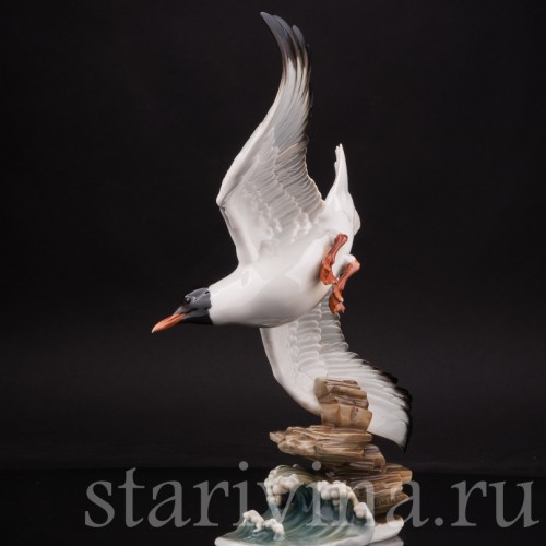 Фарфоровая статуэтка птицы Летящая чайка, Hutschenreuther, Германия, 1970 гг.