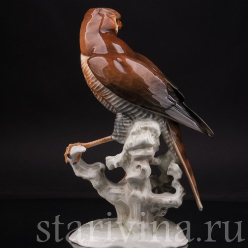 Статуэтка птицы из фарфора Ястреб-перепелятник, Hutschenreuther, Германия, 1970 гг.