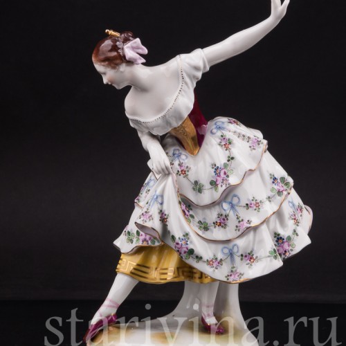Фарфоровая статуэтка танцовщицы Фанни Эльслер, Volkstedt, Германия, до 1935 г.
