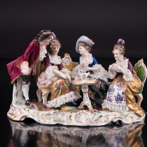 Фарфоровая композиция Чаепитие, кружевная, Volkstedt, Германия, до 1935 г.