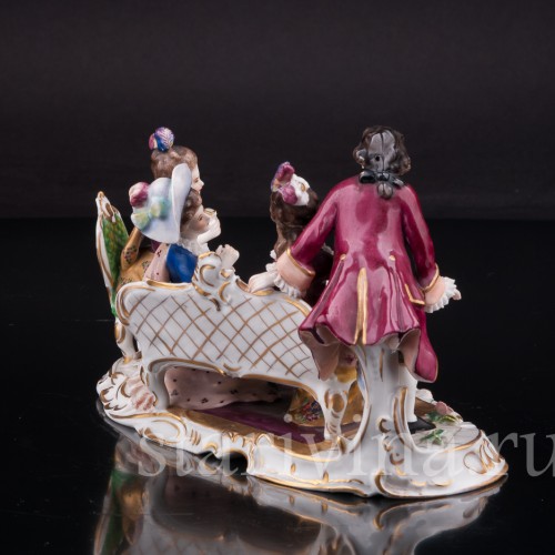 Фарфоровая композиция Чаепитие, кружевная, Volkstedt, Германия, до 1935 г.