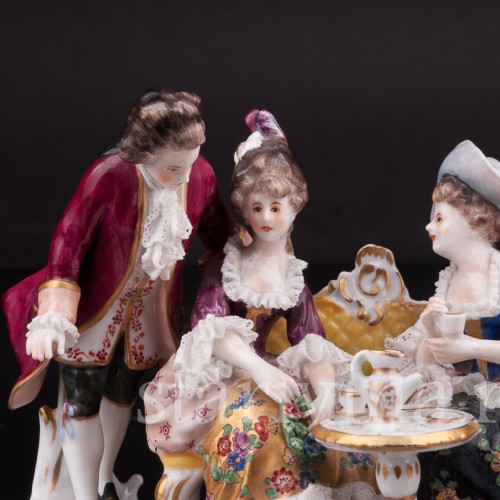 Фарфоровая композиция Чаепитие, кружевная, Volkstedt, Германия, до 1935 г.