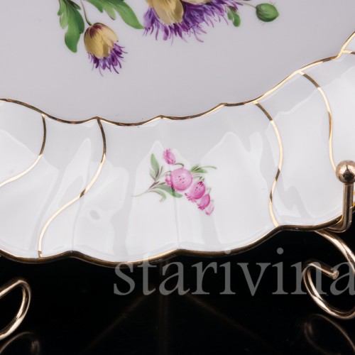 Декоративное фарфоровое блюдо Жёлтый мак Meissen, Германия, 1924-1934 гг.