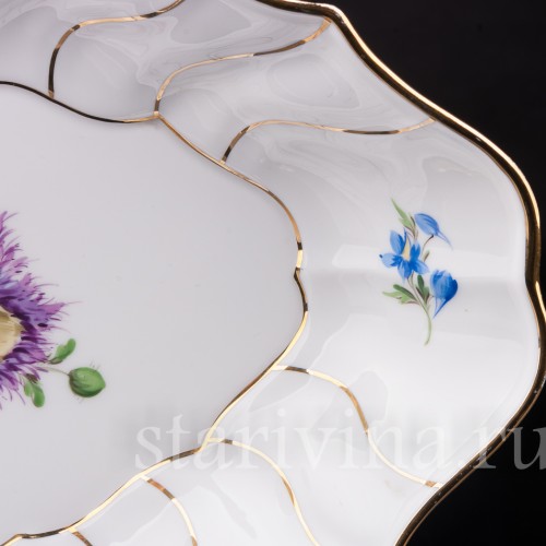 Декоративное фарфоровое блюдо Жёлтый мак Meissen, Германия, 1924-1934 гг.
