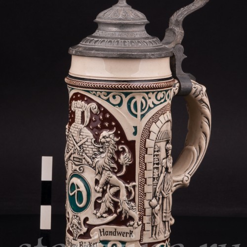 Старинная пивная кружка Пекарь, 1/2 л, Rosskopf & Gerz, Германия, кон. 19 - нач. 20 в.