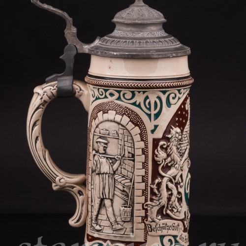 Старинная пивная кружка Пекарь, 1/2 л, Rosskopf & Gerz, Германия, кон. 19 - нач. 20 в.