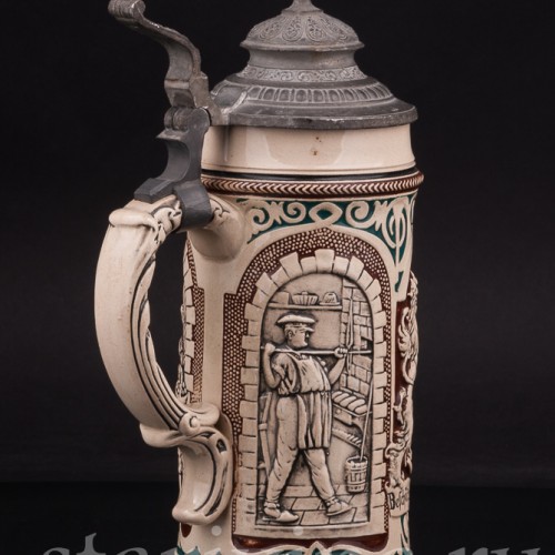 Старинная пивная кружка Пекарь, 1/2 л, Rosskopf & Gerz, Германия, кон. 19 - нач. 20 в.