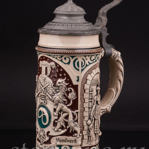 Старинная пивная кружка Пекарь, 1/2 л, Rosskopf & Gerz, Германия, кон. 19 - нач. 20 в.