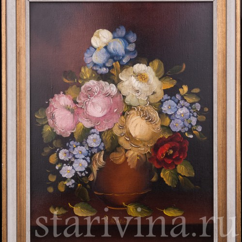 Картина маслом Натюрморт букет в вазе, Германия, вт. пол. 20 в.