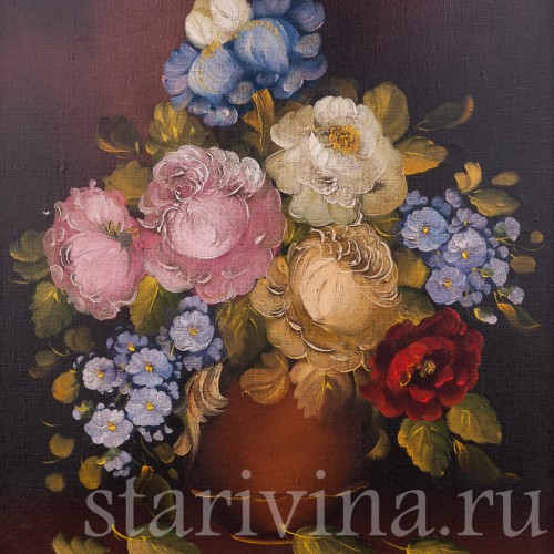 Картина маслом Натюрморт букет в вазе, Германия, вт. пол. 20 в.