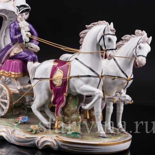 Композиция из фарфора Карета, кружевная, Volkstedt, Германия, вт. пол. 20 в.