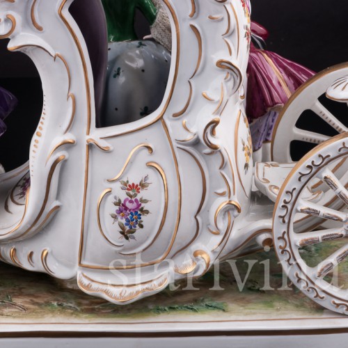 Композиция из фарфора Карета, кружевная, Volkstedt, Германия, вт. пол. 20 в.