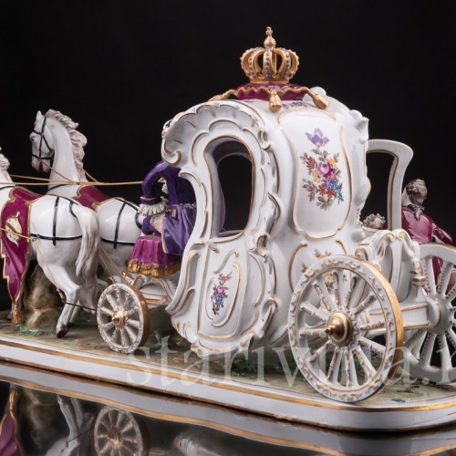 Композиция из фарфора Карета, кружевная, Volkstedt, Германия, вт. пол. 20 в.