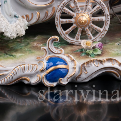 Композиция из фарфора Карета, кружевная, Volkstedt, Германия, вт. пол. 20 в.