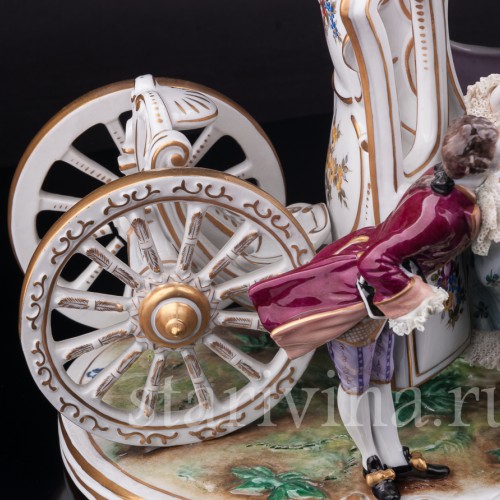 Композиция из фарфора Карета, кружевная, Volkstedt, Германия, вт. пол. 20 в.