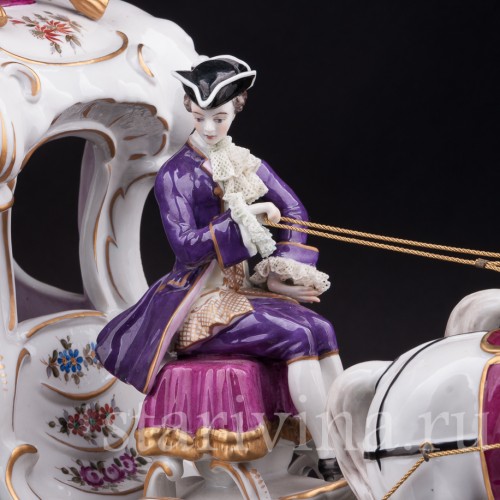 Композиция из фарфора Карета, кружевная, Volkstedt, Германия, вт. пол. 20 в.