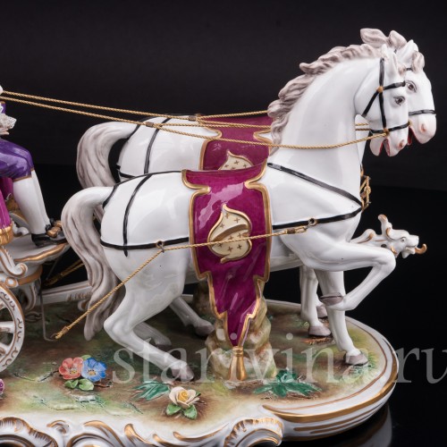 Композиция из фарфора Карета, кружевная, Volkstedt, Германия, вт. пол. 20 в.