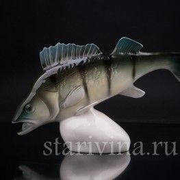Фарфоровая статуэтка рыбы Окунь, Royal Dux, Чехия, 1990 гг.