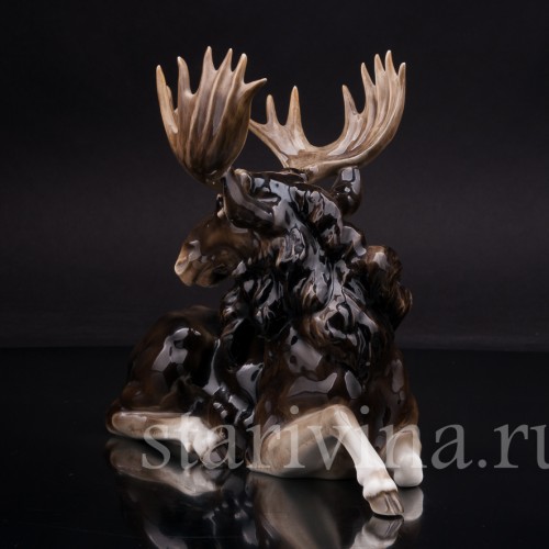 Фарфоровая фигурка Лежащий лось, Hutschenreuther, Германия, 1938-55 гг.