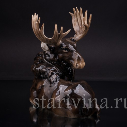 Фарфоровая фигурка Лежащий лось, Hutschenreuther, Германия, 1938-55 гг.