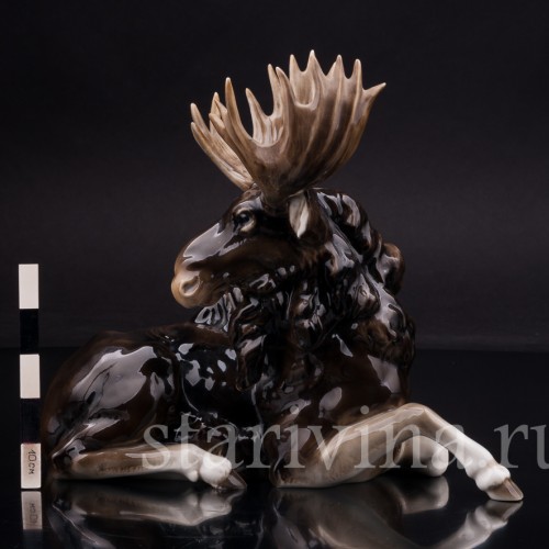 Фарфоровая фигурка Лежащий лось, Hutschenreuther, Германия, 1938-55 гг.