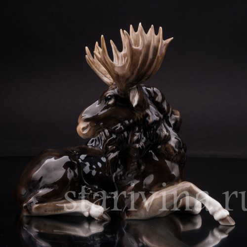 Фарфоровая фигурка Лежащий лось, Hutschenreuther, Германия, 1938-55 гг.