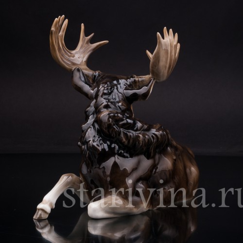Фарфоровая фигурка Лежащий лось, Hutschenreuther, Германия, 1938-55 гг.